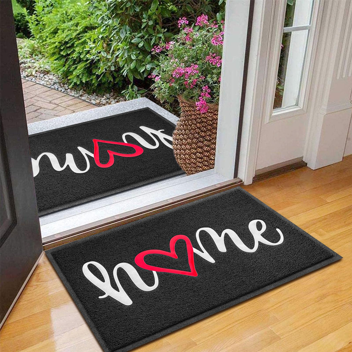 EARTHALL Door Mat Outside Inside Home Doormat, 30"x17.5", Durable Floor Mat Non Slip Mat Ultra Absorb Mud Easy Clean Front Doormat for Garage, Entryway, Patio, High Traffic Areas, Black