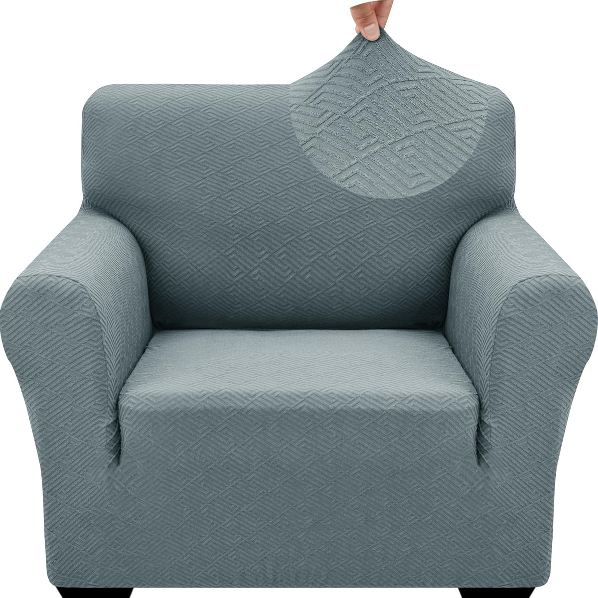 ZNSAYOTX 1 Piece Jacquard Couch Covers for 3 Cushion Couch Living Room High Stretch Sofa Cover Pets Dogs Friendly Anti Slip Thickened Slipcovers Furniture Protector (Sofa, Light Grey)