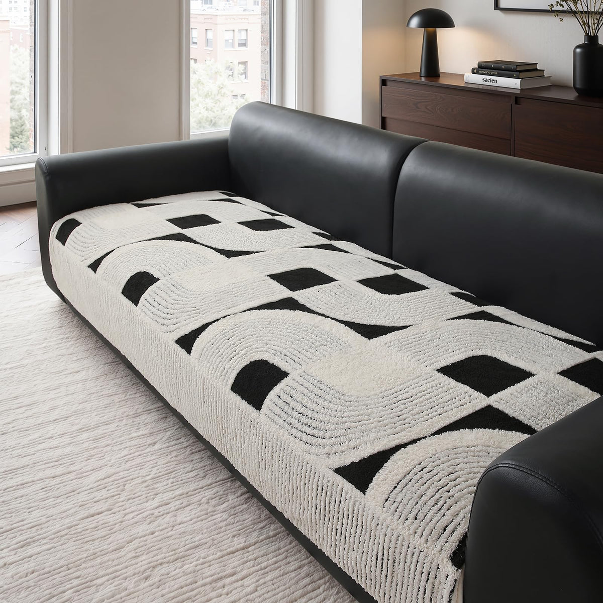 OHSIO Geometric Couch Cover, Sofa Seat Cushion Cover(Brown,35''x 70.8'')