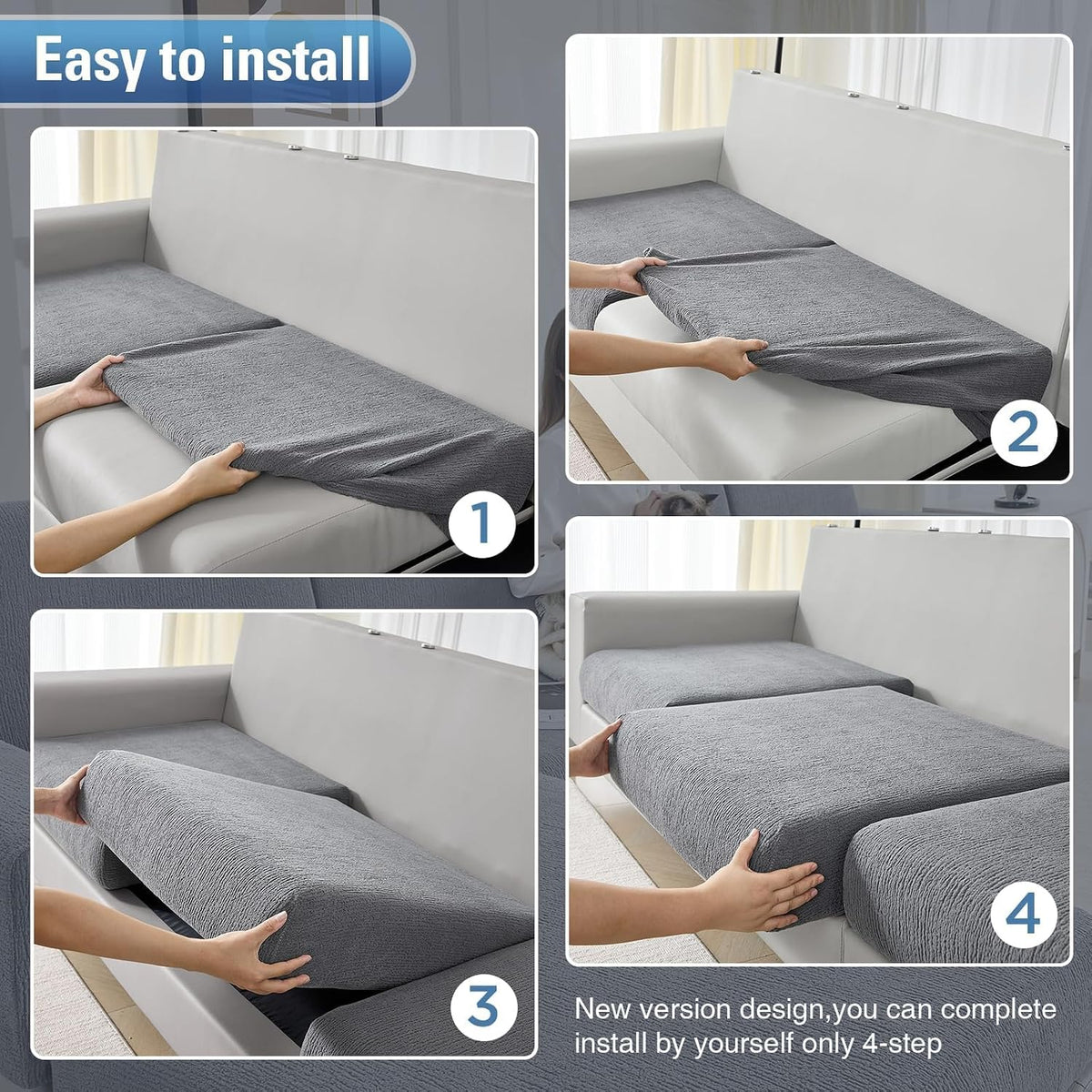 Couch Cushion Covers Sectional Couch Covers Stretch Washable Soft Seat Cushion Covers Furniture Protector Sofa Slipcovers for Pets(Light Grey,3 Pieces Seat Covers or Back Covers)