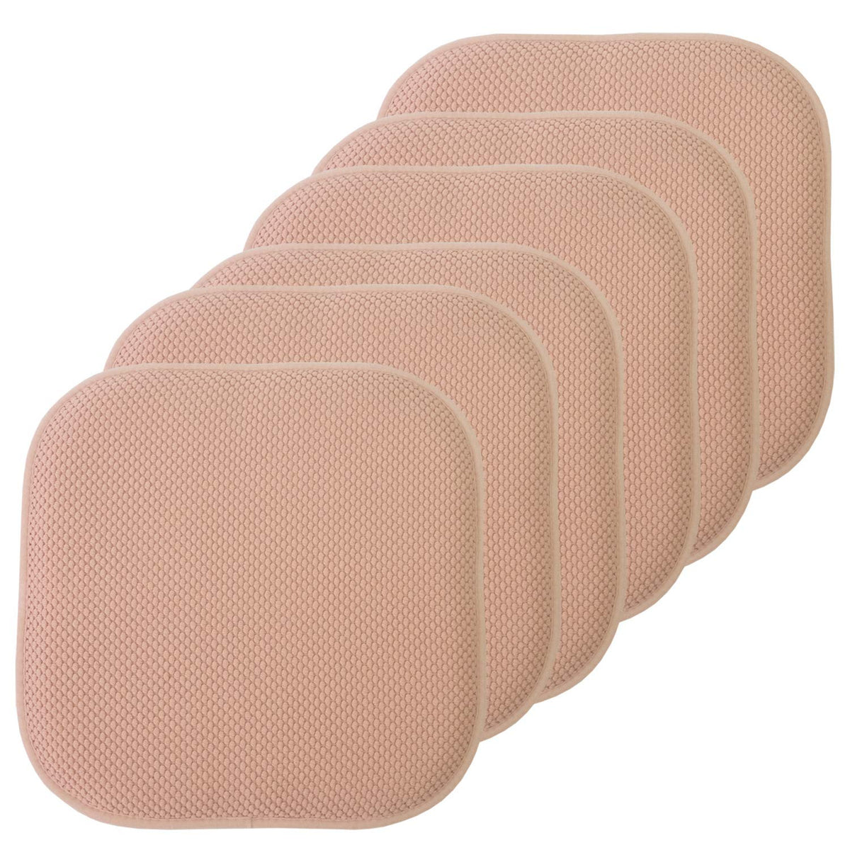 Sweet Home Collection Chair Cushion Memory Foam Pads Honeycomb Pattern Slip Non Skid Rubber Back Rounded Square 16" x 16" Seat Cover, 4 Pack, Alexis Chocolate