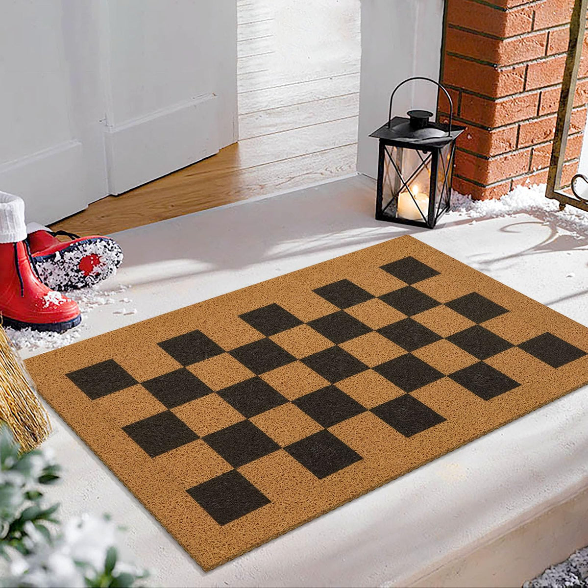EARTHALL Door Mat Outside Inside Home Doormat, 30"x17.5", Durable Floor Mat Non Slip Mat Ultra Absorb Mud Easy Clean Front Doormat for Garage, Entryway, Patio, High Traffic Areas, Black