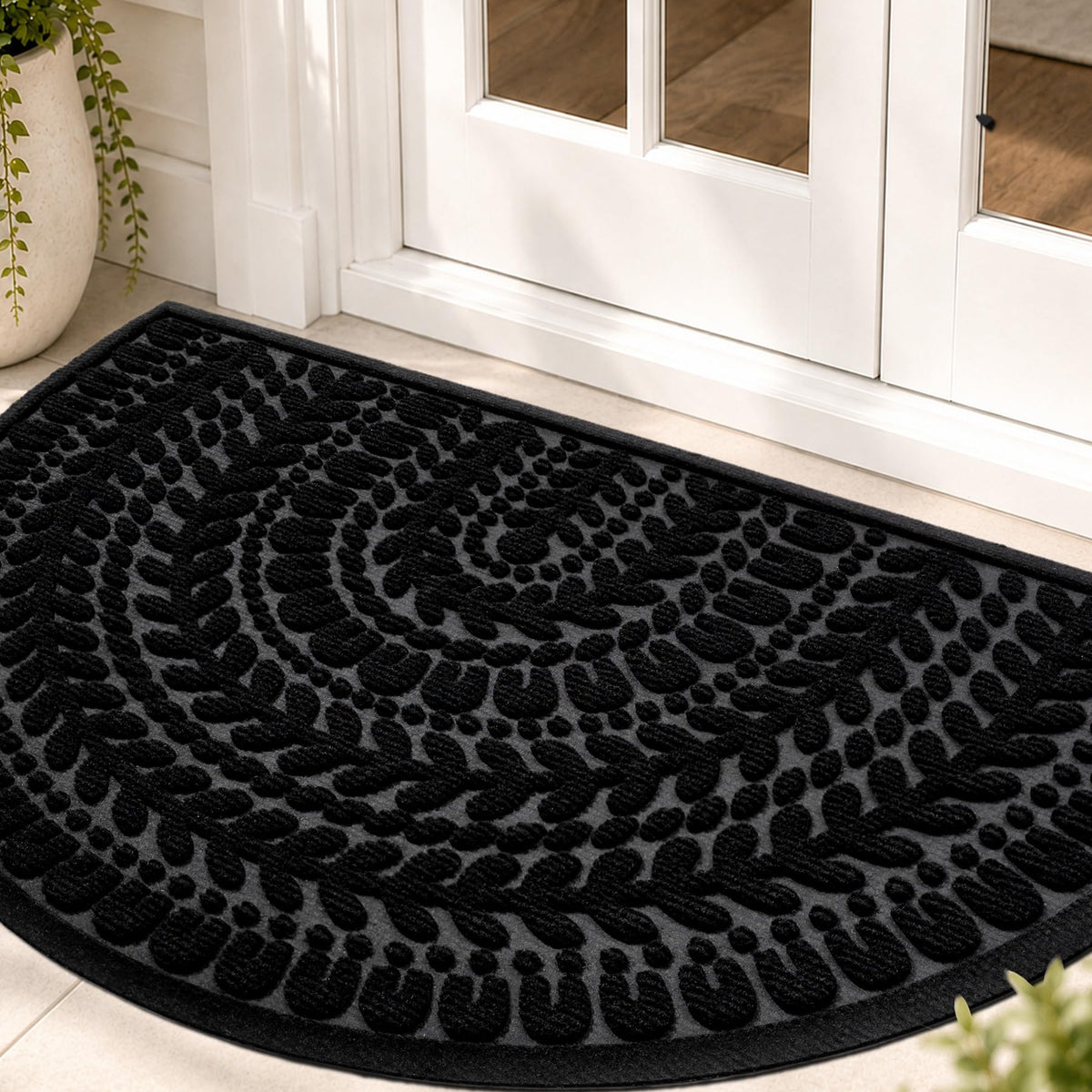 RORA Half Circle Door Mat Front Door Mat Outside Entrance Welcome Mat 17x30