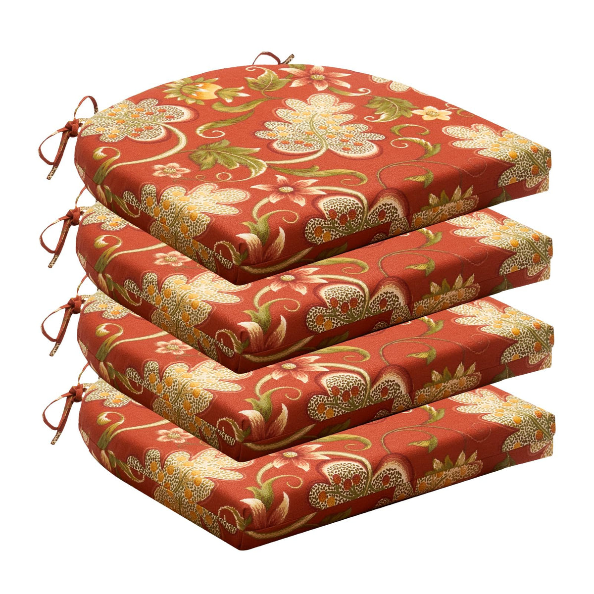 Wellsin Outdoor Chair Cushions for Patio Furniture - Outdoor Cushions for Chairs - Water Resistant Patio Chair Cushions Set of 4, 18.5"X16"X3", Flower