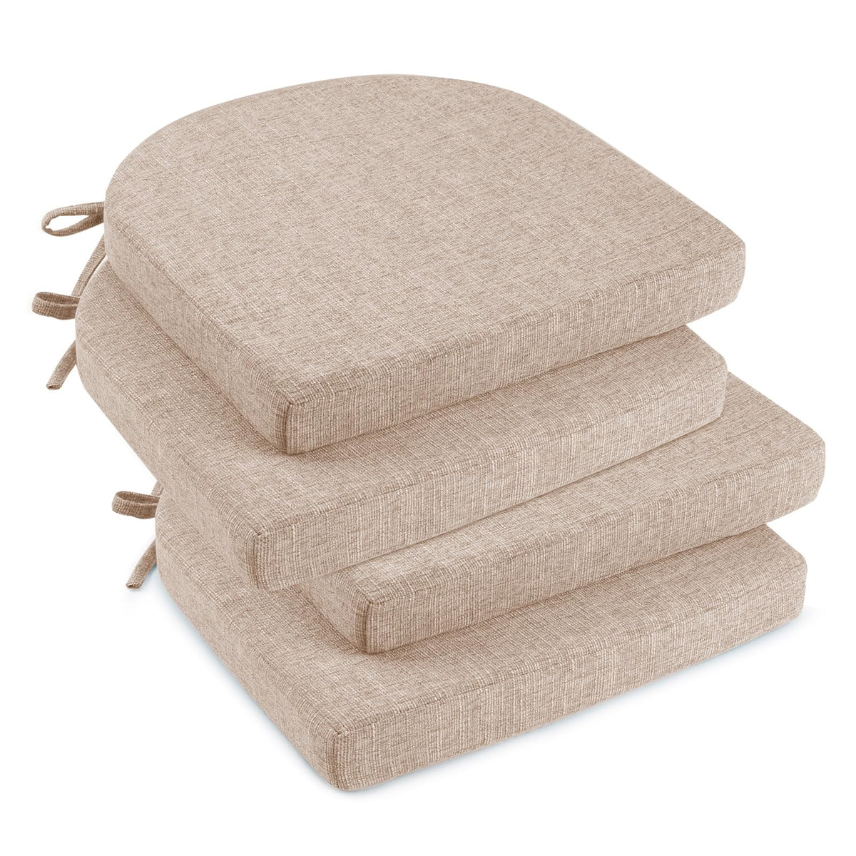 downluxe Indoor Chair Cushions for Dining Chairs, Soft and Comfortable Textured Foam Kitchen Chair Pads with Ties and Non-Slip Backing, 16" x 16" x 2", Red, 4 Pack