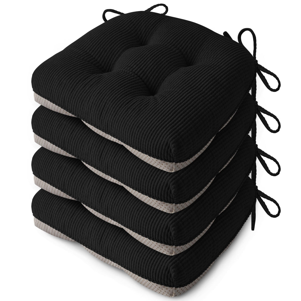 Anti Slip Kitchen Chair Cushions Set of 4 18"X16.5"X3" Beige