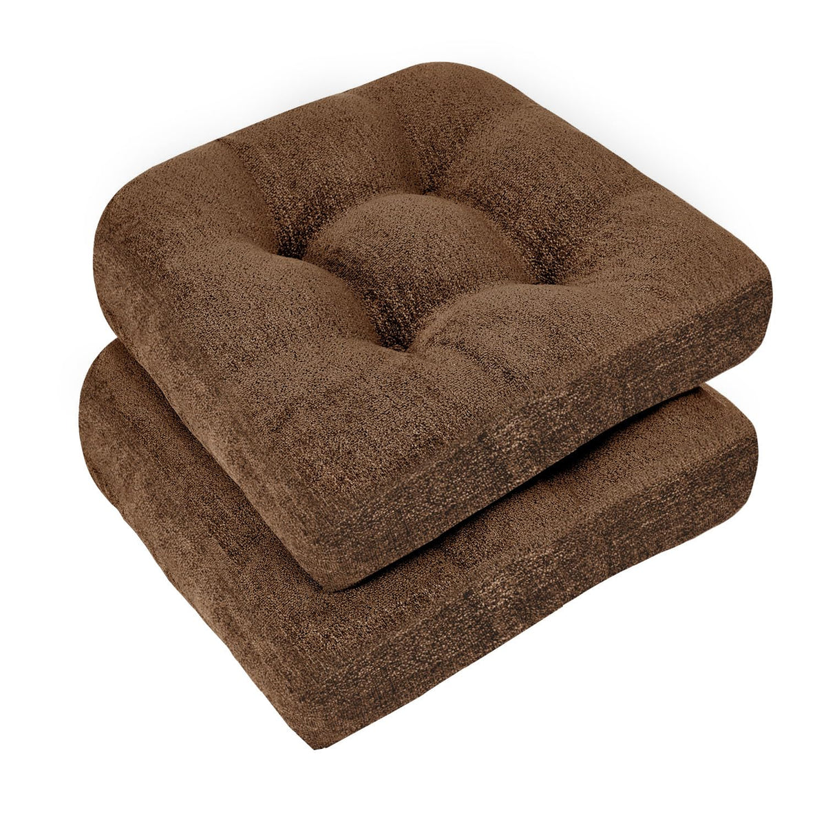 downluxe Chair Cushions for Dining Chairs 4 Pack, Tufted Indoor Chair Pads with Non-Slip Bottom, U-Shaped Kitchen Chair Cushions, 17"x17"x4", Khaki