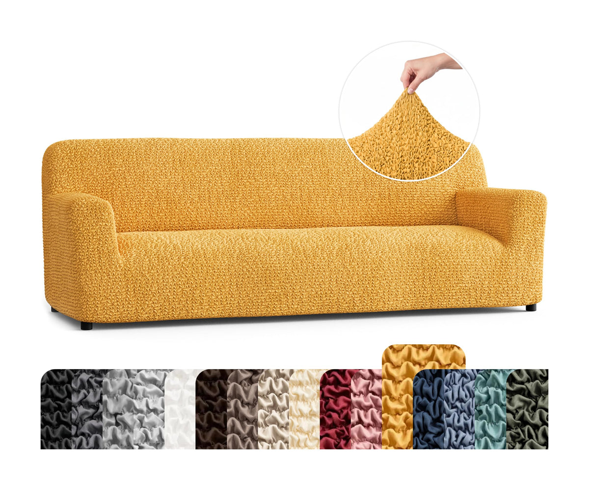 Premium Stretch Couch Covers for Sofa - Sofa Chair Cover Washable, Dogs & Pets Friendly - Elastic Polyester Loveseat Slipcovers - Non-Slip Love Seat Couch Covers - Soft Taupe (86"-120" Wide)