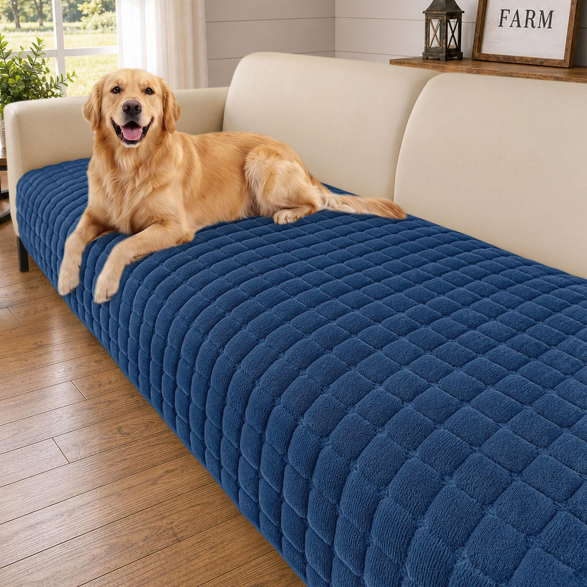 Smiry Velvet Couch Cover for Dogs, Non Slip Soft Sofa Protector for Pets