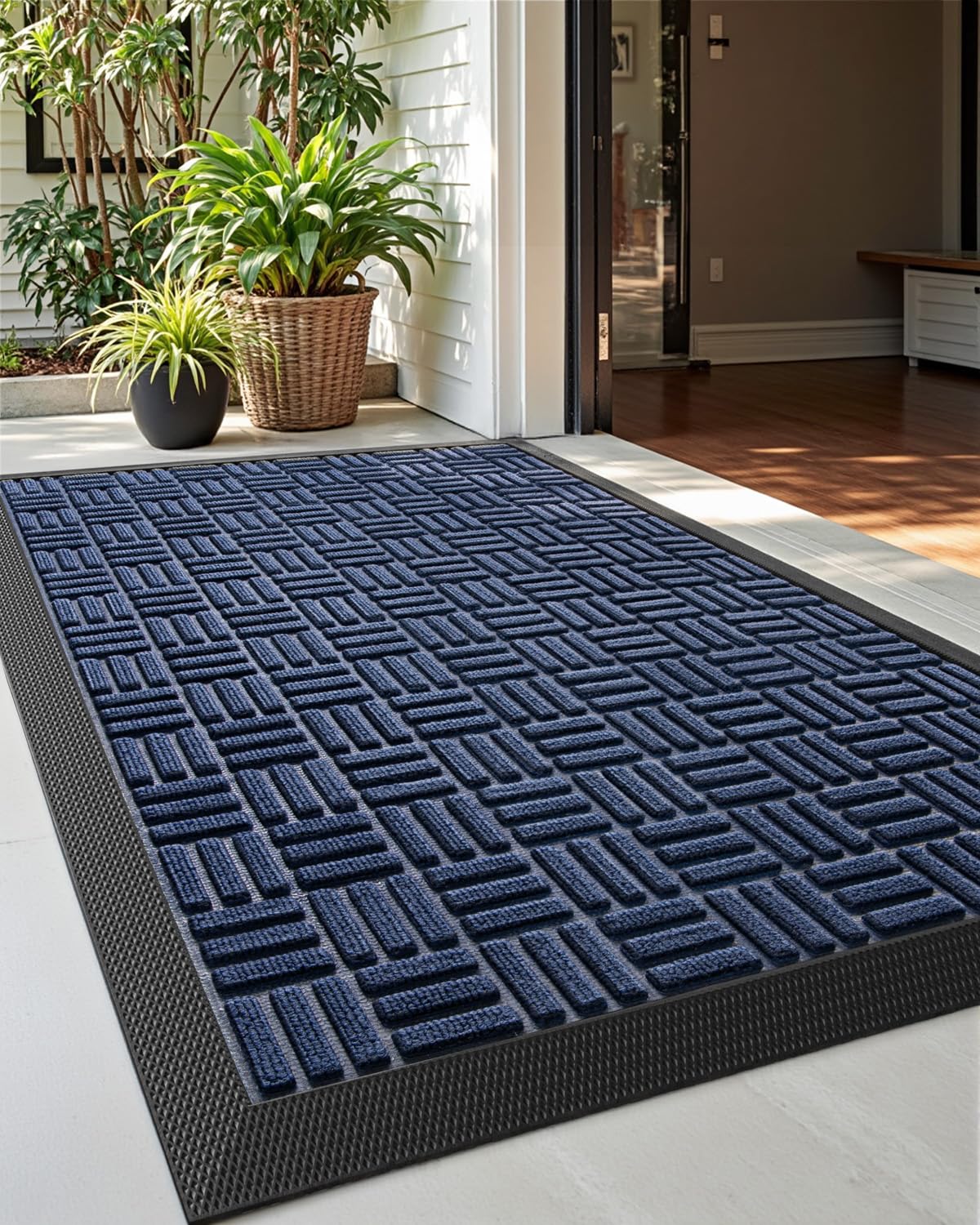 DEXI Front Door Mat Outside Entrance 24x36 Welcome Rubber Entry Doormat