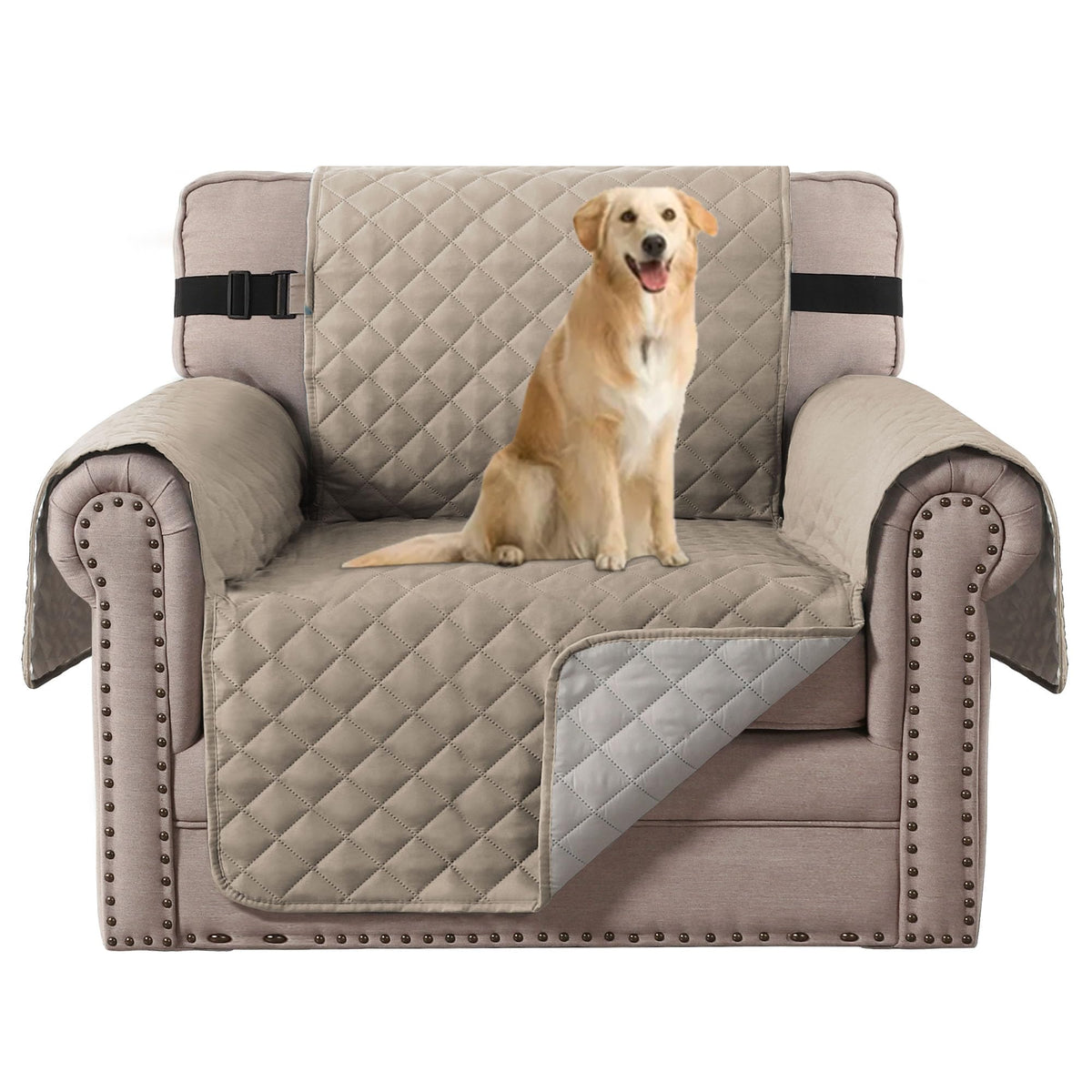 H.VERSAILTEX Reversible Sofa Cover Couch Cover for 3 Cushion Couch Water Resistant Sofa Cover for Living Room Quilted Furniture Couch Cover Washable Couch Protector(Oversized Sofa, Ivory/Beige)