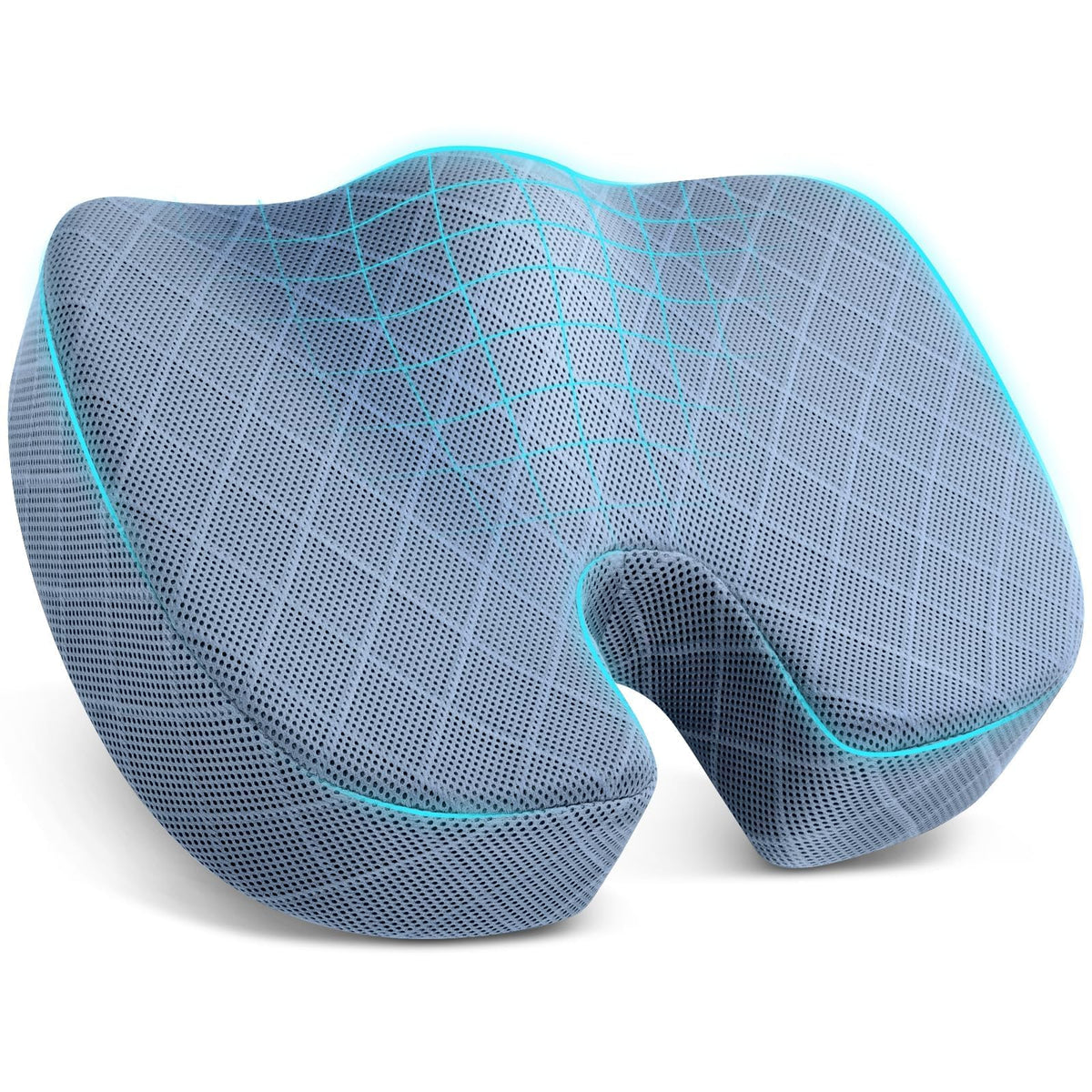 TushGuard Seat Cushion, Memory Foam Office Chair Cushion - Grey, Large