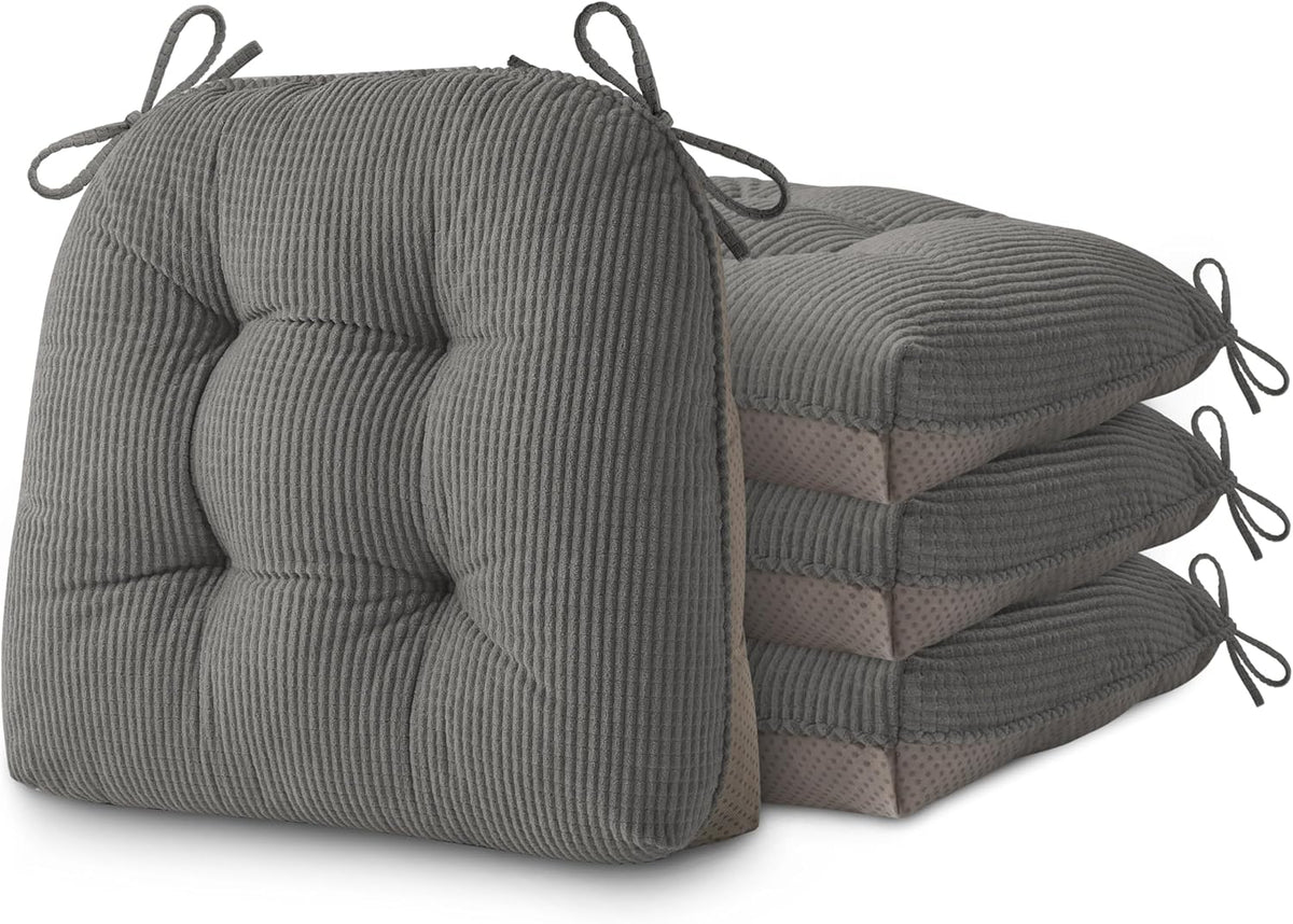 AddGrace Dining Chair Cushions Set of 4 Non-Slip 18"x16"x3" Grey