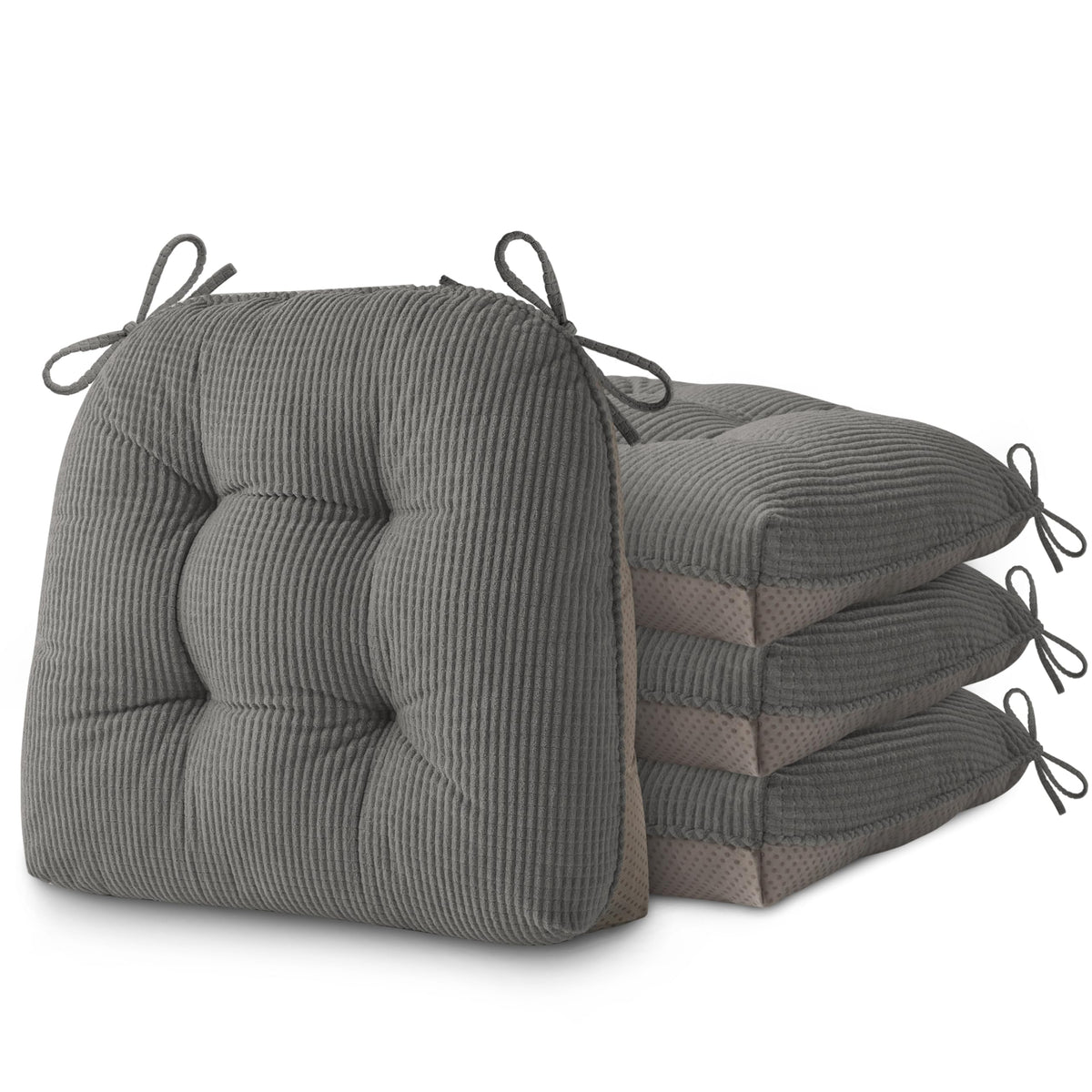 AddGrace Dining Chair Cushions Set of 4 Non-Slip 18"x16"x3" Grey