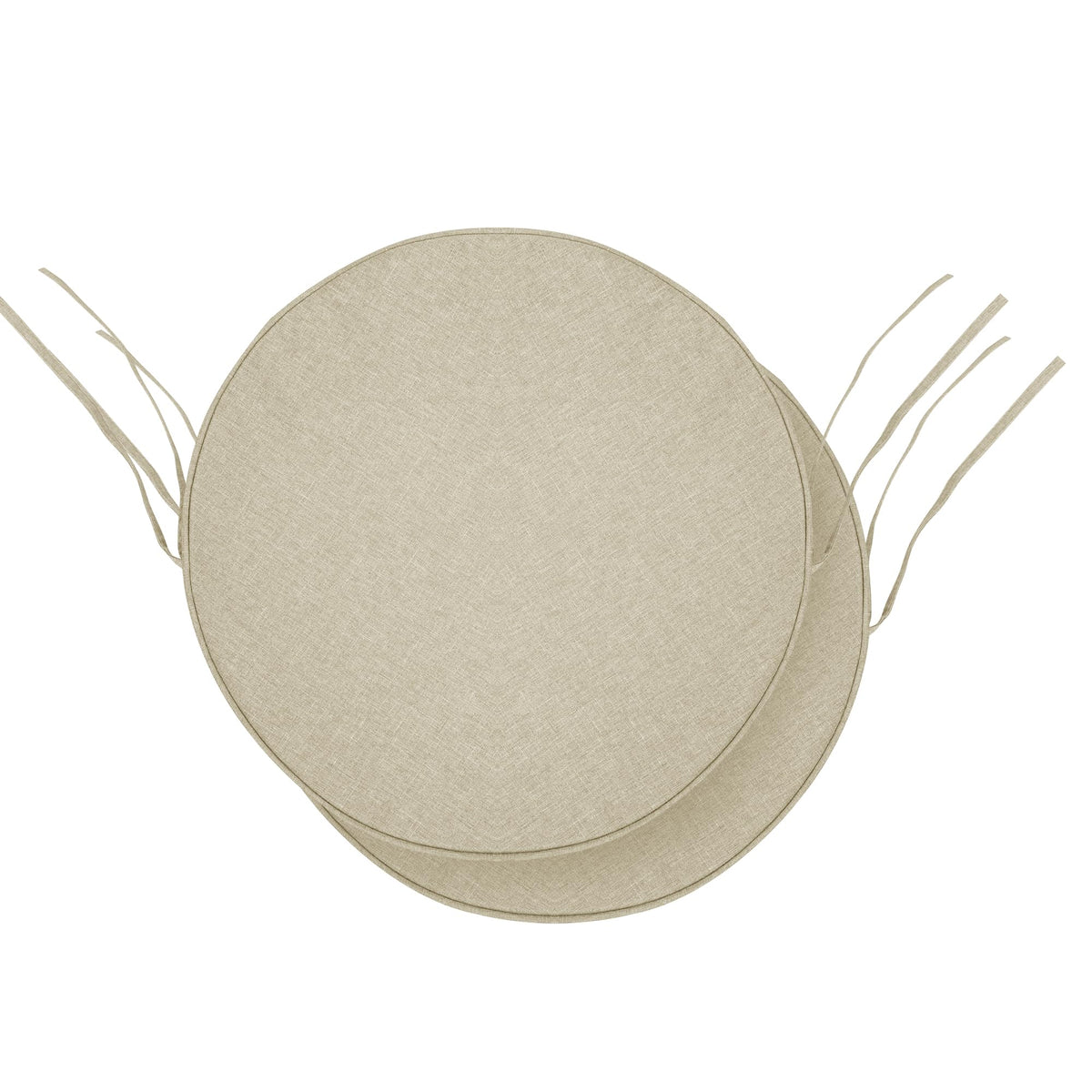 Outdoor Chair Cushions, Fade-Resistant & Water-Resistant, D Shaped Patio Furniture Seat Chair Pads Replacement with Ties, Non-Slip Bottom, Removable Cover, Set of 2, 17 x 16 Inch, Natural