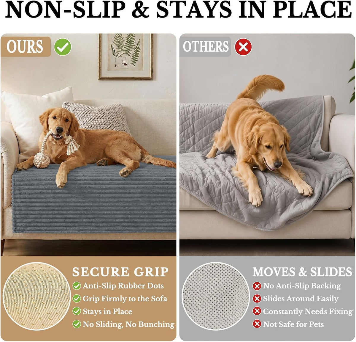 Smiry Waterproof Couch Cover for Dogs, Washable Non Slip Plush Protector
