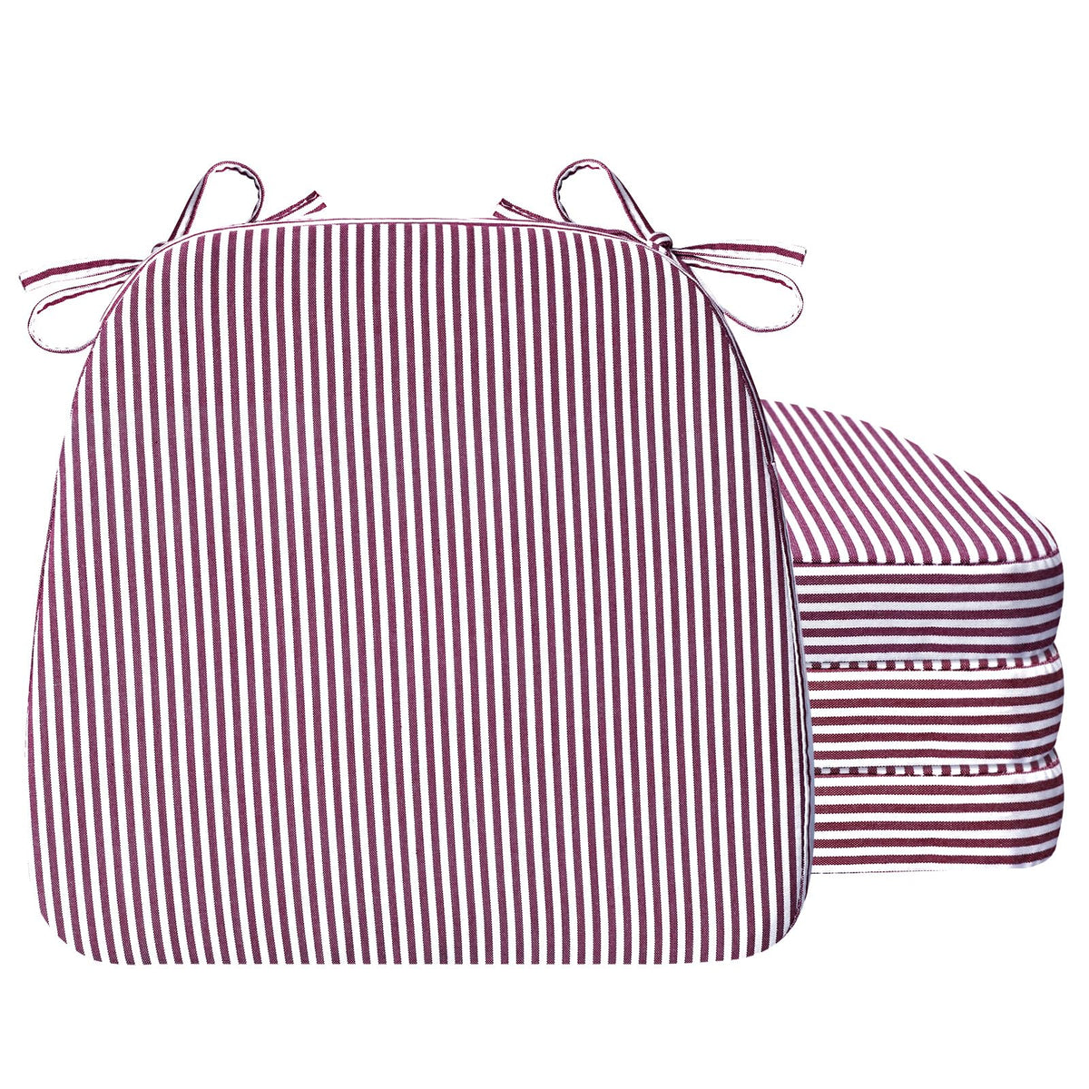 AAAAAcessories D-Shaped Chair Cushions, 2" Thick Dining Chair Pads with Ties and Removable, Machine-Washable Cover, 17" x 16", Set of 4, Oatmeal Beige