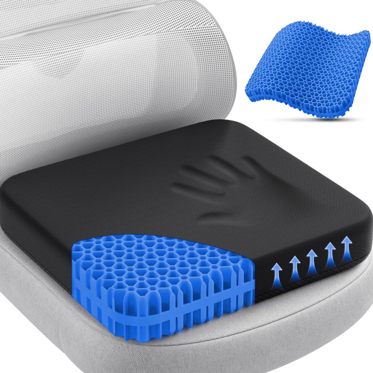 TushGuard Gel Seat Cushion for Long Sitting, Breathable Thick Patent Design