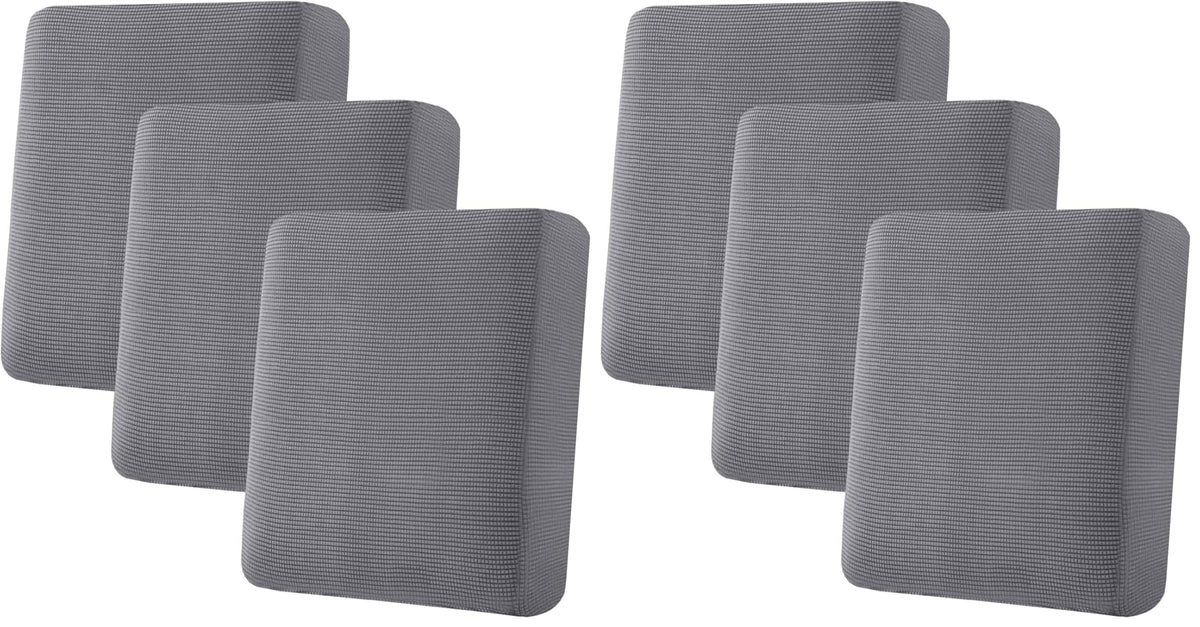 H.VERSAILTEX Super Stretch Individual Seat Cushion Covers Sofa Covers Couch Cushion Cover Slipcover Sets Thick Jacquard Textured Twill Fabric (3 Piece Sofa Cushion Covers, Grey)