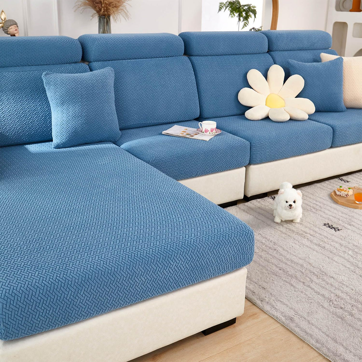 Couch Cushion Covers Sofa Covers Couch Covers for Sofa Pet Friendly Universal Sofa Covers Washable Stretch Slipcovers for Sectional Sofa (Texture Gray,Large Single Seat Cover)