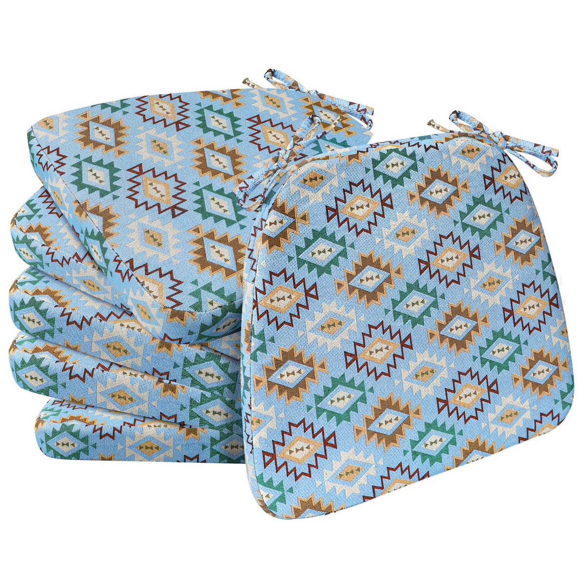 AAAAAcessories D-Shaped Chair Cushions, 2" Thick Dining Chair Pads with Ties and Removable, Machine-Washable Cover, 17" x 16", Set of 4, Oatmeal Beige
