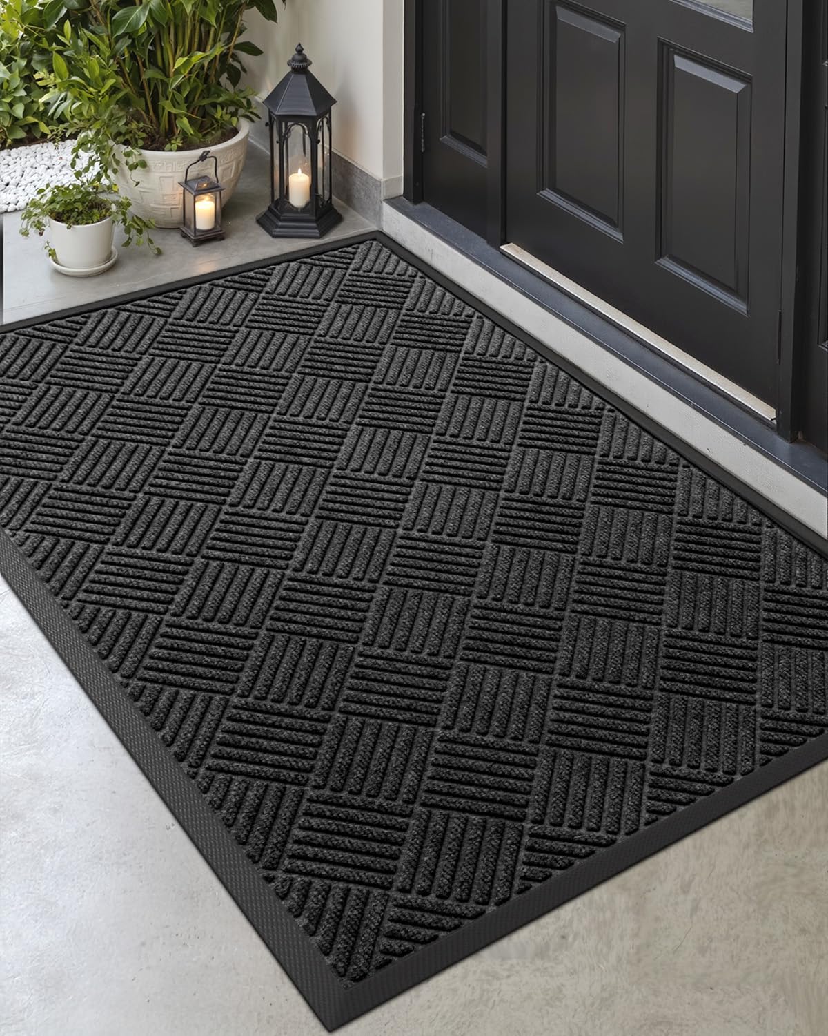 DEXI Front Door Mat Outside Entrance 24x36 Welcome Rubber Entry Doormat