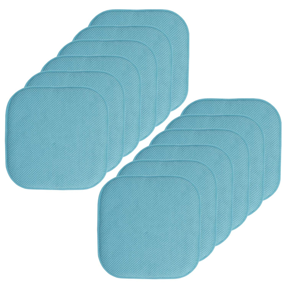 Sweet Home Collection Chair Cushion Memory Foam Pads Honeycomb Pattern Slip Non Skid Rubber Back Rounded Square 16" x 16" Seat Cover, 4 Pack, Alexis Chocolate