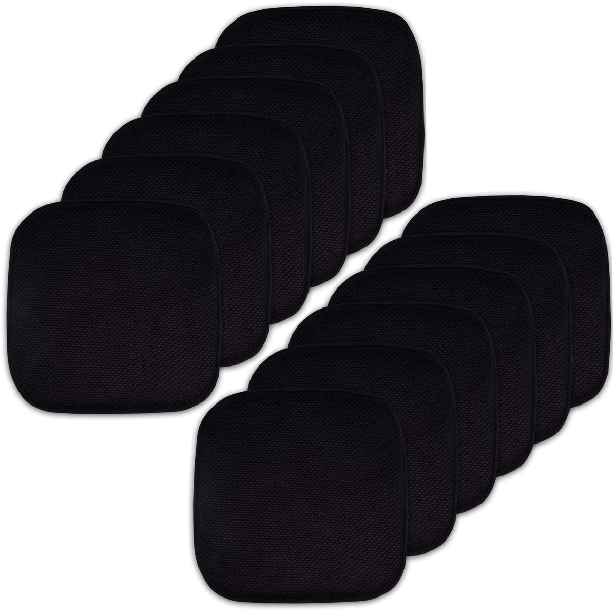 Sweet Home Collection Chair Cushion Memory Foam Pads Honeycomb Pattern Slip Non Skid Rubber Back Rounded Square 16" x 16" Seat Cover, 4 Pack, Alexis Chocolate