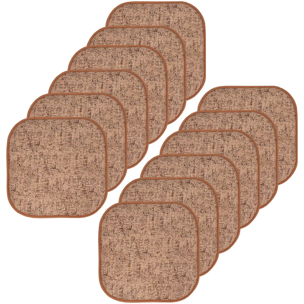 Sweet Home Collection Chair Cushion Memory Foam Pads Honeycomb Pattern Slip Non Skid Rubber Back Rounded Square 16" x 16" Seat Cover, 4 Pack, Alexis Chocolate
