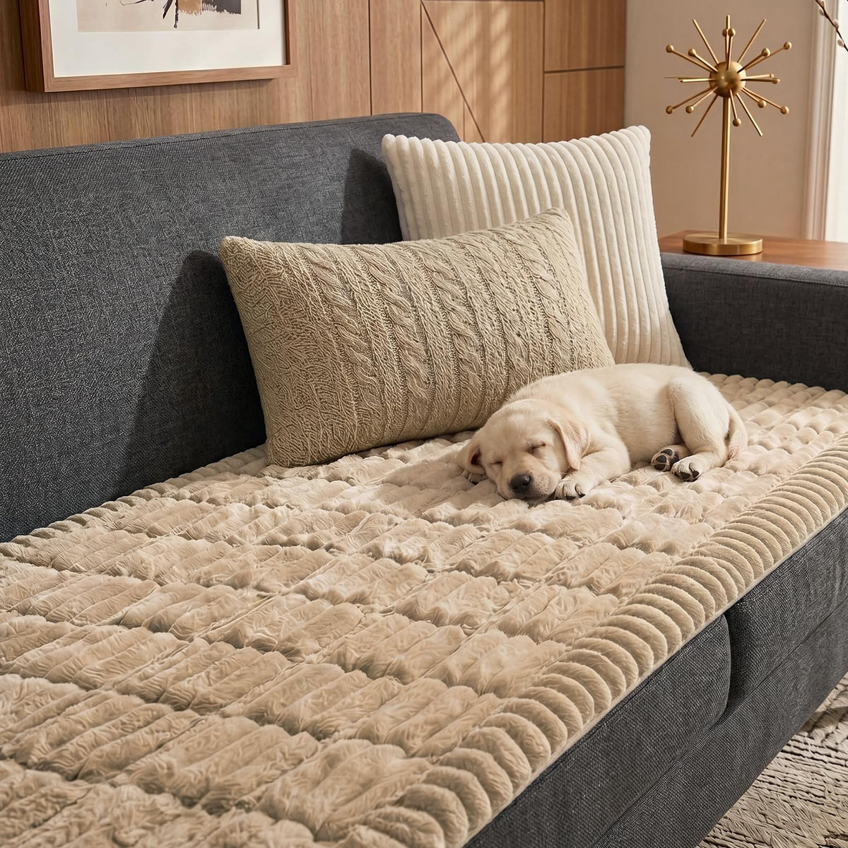 Fixwal Waterproof Flannel Dog Couch Cover, 27.6" x 59", Light Gray