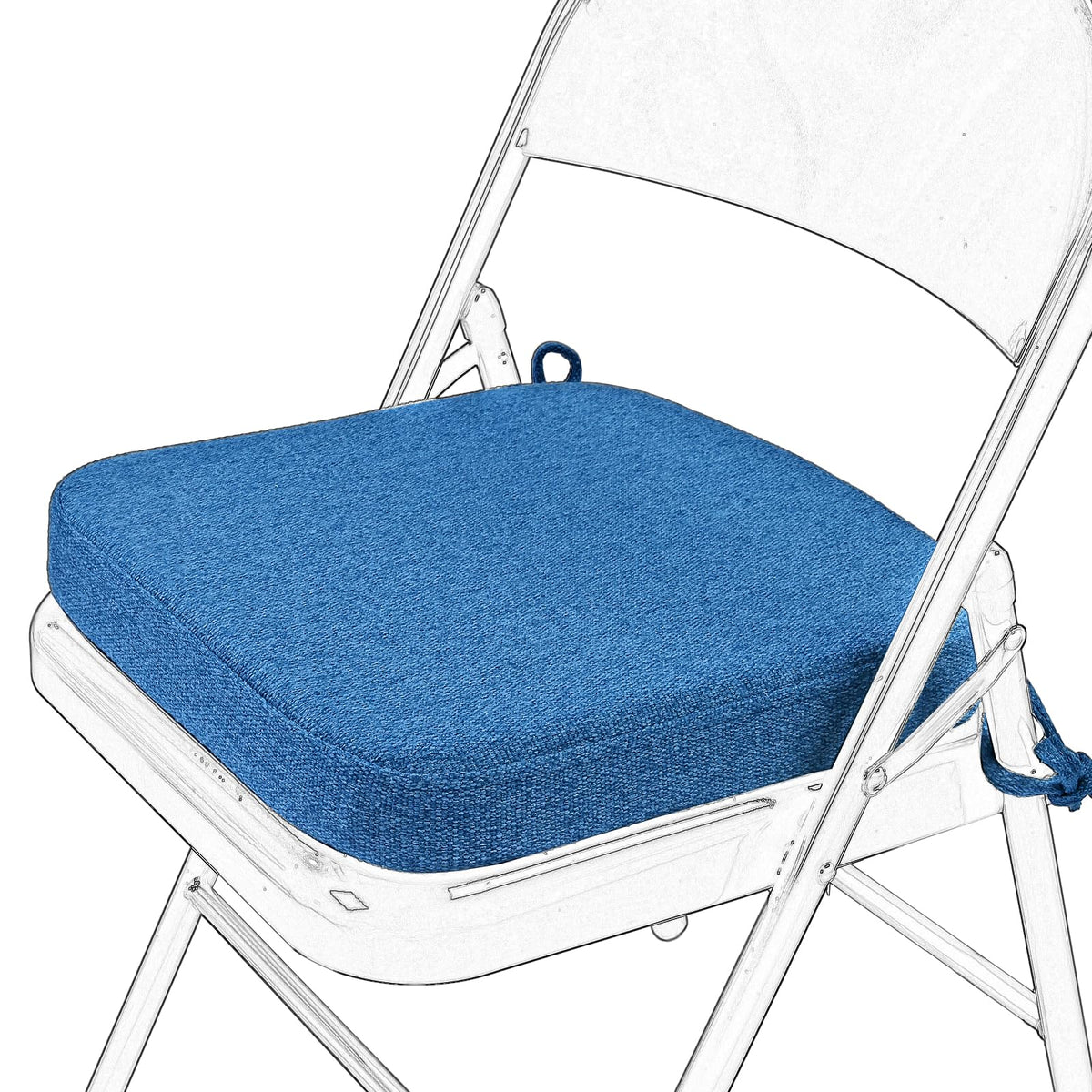 SINOSSO Memory Foam Chair Cushion for Folding Chair 1 Pcs, Thickened 2" Square Kitchen Chair Pad with Ties, Indoor Non-Slip Dining Chair Seat Cushion (1 Piece, Dark Brown)