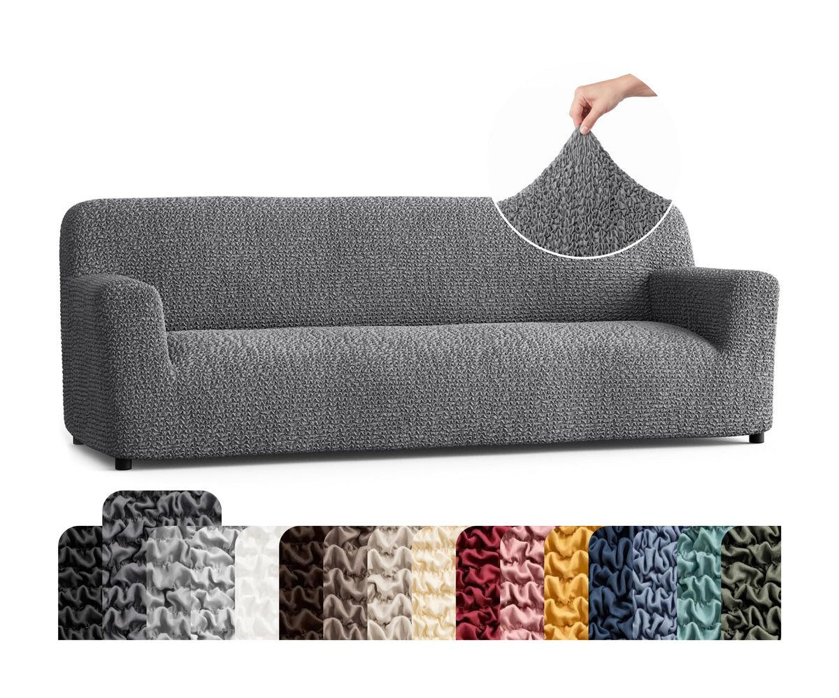 Premium Stretch Couch Covers for Sofa - Sofa Chair Cover Washable, Dogs & Pets Friendly - Elastic Polyester Loveseat Slipcovers - Non-Slip Love Seat Couch Covers - Soft Taupe (86"-120" Wide)