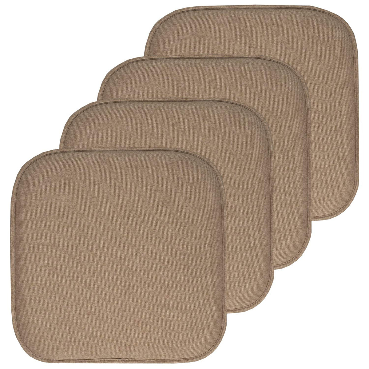 Sweet Home Collection Chair Cushion Memory Foam Pads Honeycomb Pattern Slip Non Skid Rubber Back Rounded Square 16" x 16" Seat Cover, 4 Pack, Alexis Chocolate