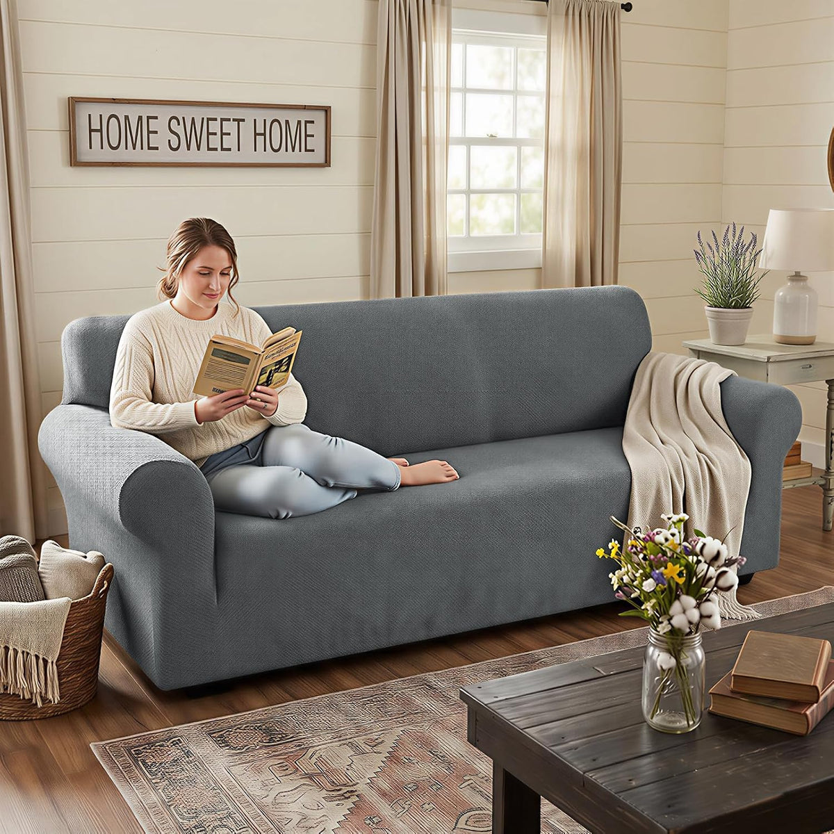 XINEAGE Stretch Jacquard Sofa Cover, Non Slip Sofa Slipcover for Dog