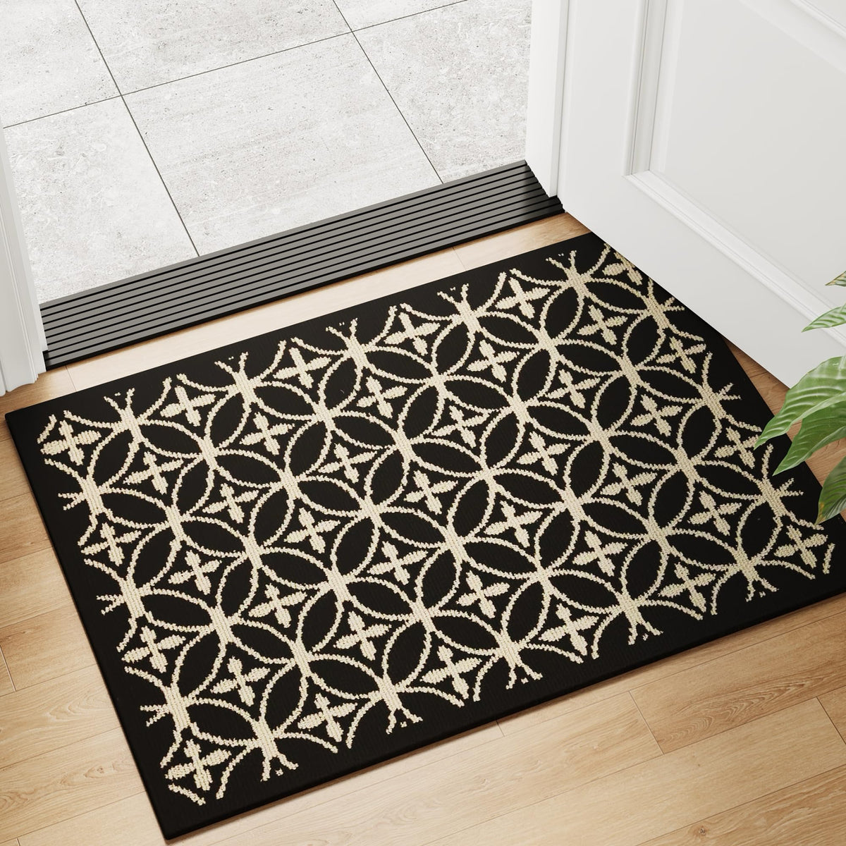 24"x36" Indoor Mats for Entryway, Black White