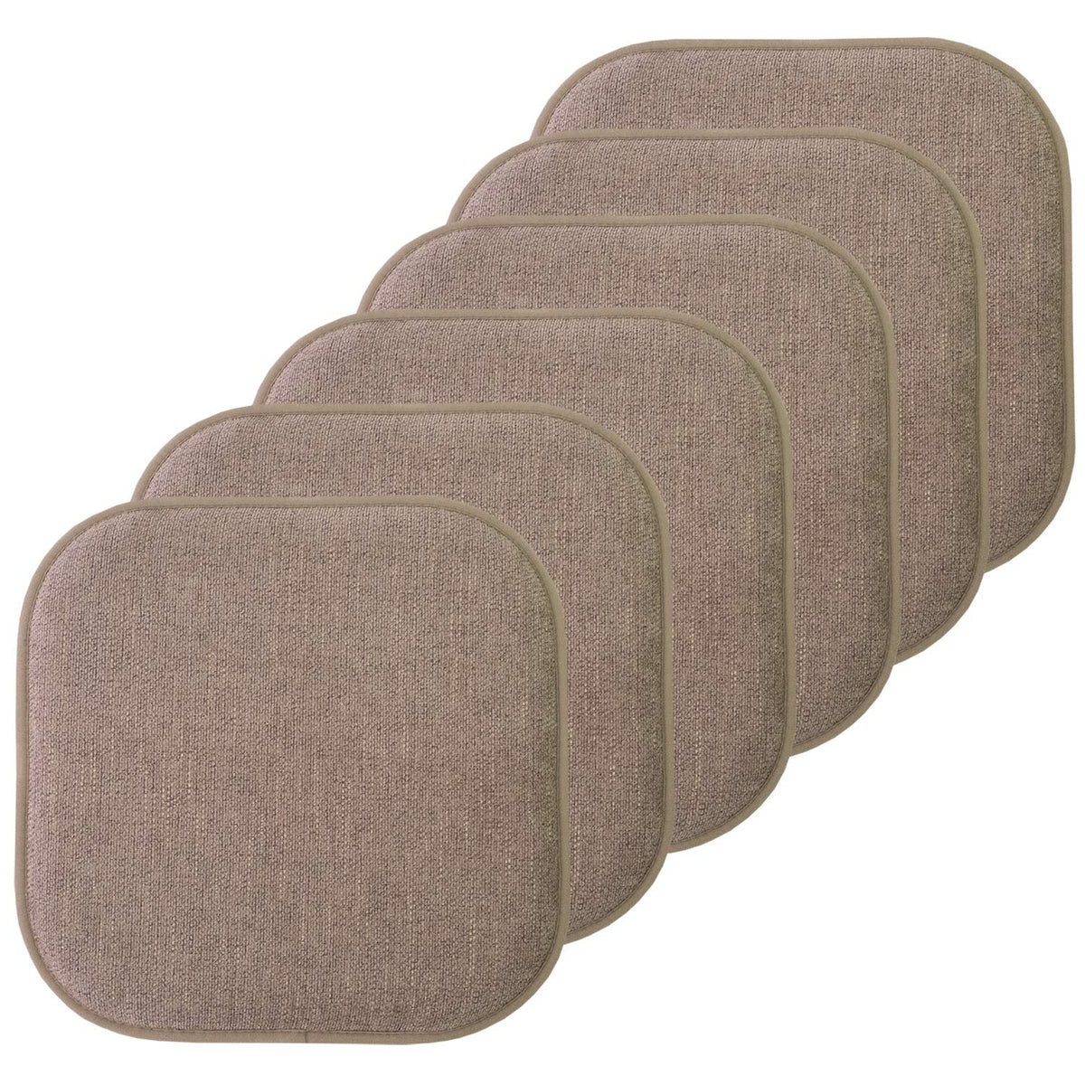 Sweet Home Collection Chair Cushion Memory Foam Pads Honeycomb Pattern Slip Non Skid Rubber Back Rounded Square 16" x 16" Seat Cover, 4 Pack, Alexis Chocolate