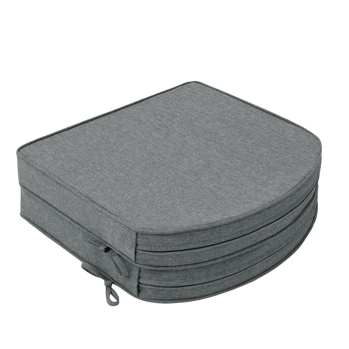 Outdoor Chair Cushions, Fade-Resistant & Water-Resistant, D Shaped Patio Furniture Seat Chair Pads Replacement with Ties, Non-Slip Bottom, Removable Cover, Set of 2, 17 x 16 Inch, Natural