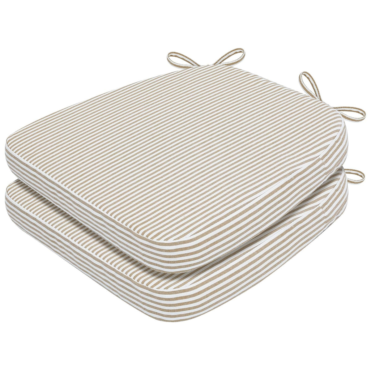AAAAAcessories D-Shaped Chair Cushions, 2" Thick Dining Chair Pads with Ties and Removable, Machine-Washable Cover, 17" x 16", Set of 4, Oatmeal Beige