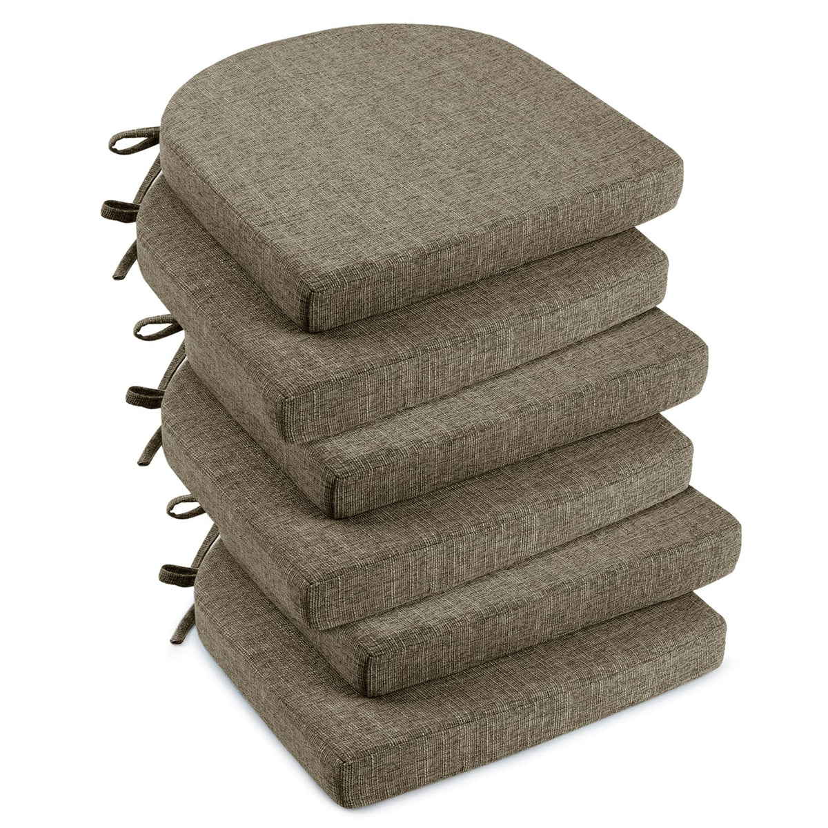 downluxe Indoor Chair Cushions for Dining Chairs, Soft and Comfortable Textured Foam Kitchen Chair Pads with Ties and Non-Slip Backing, 16" x 16" x 2", Red, 4 Pack