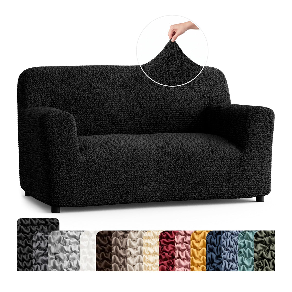 Premium Stretch Couch Covers for Sofa - Sofa Chair Cover Washable, Dogs & Pets Friendly - Elastic Polyester Loveseat Slipcovers - Non-Slip Love Seat Couch Covers - Soft Taupe (86"-120" Wide)