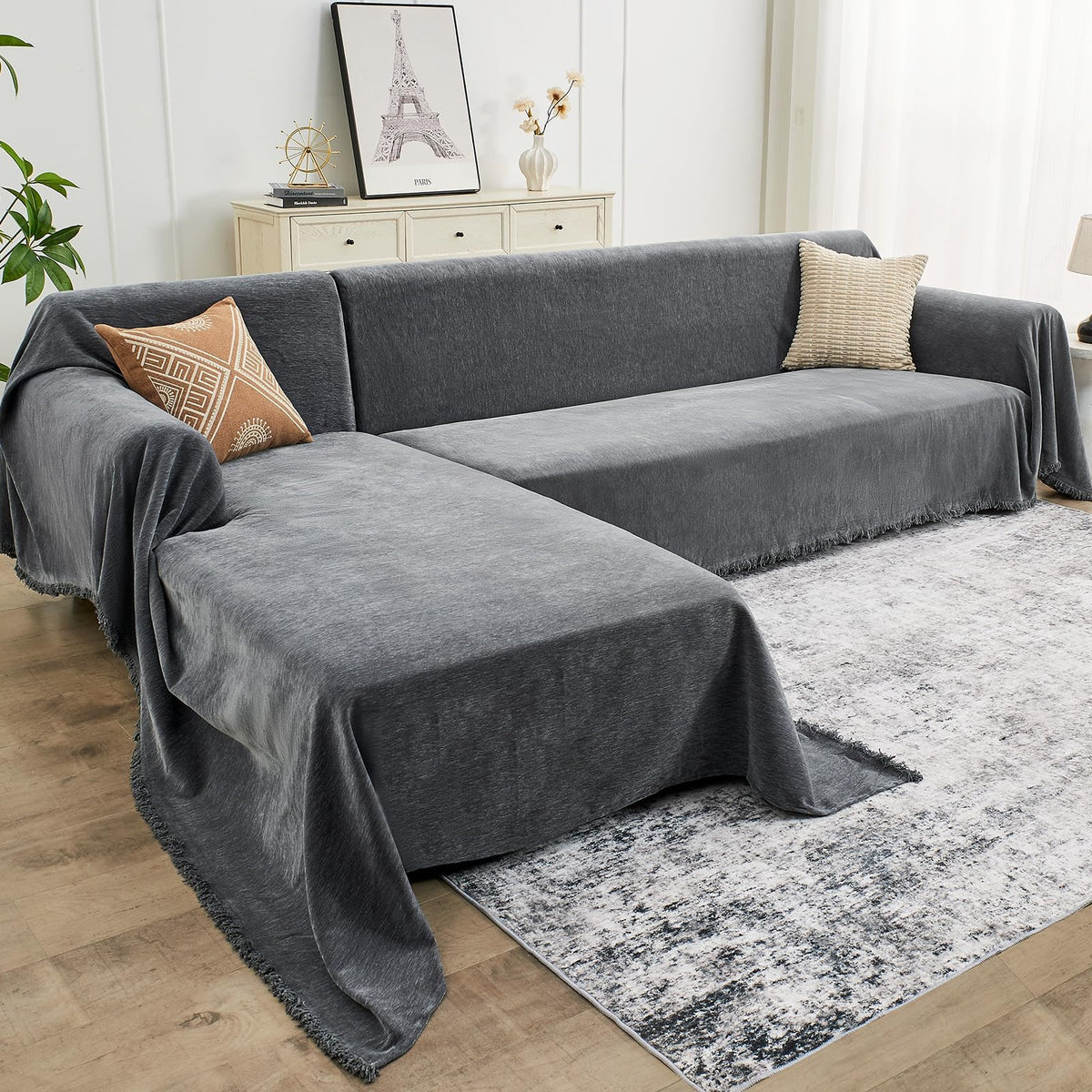 CAPALOCA Sectional Couch Covers for Sofa Washable L Shaped Couch Cover XL