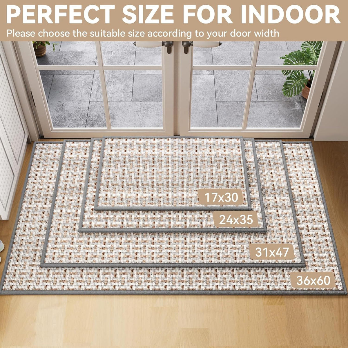 YDKGL Front Door Mat Indoor Entrance Non Slip Entry Doormat Gray 17"x30"