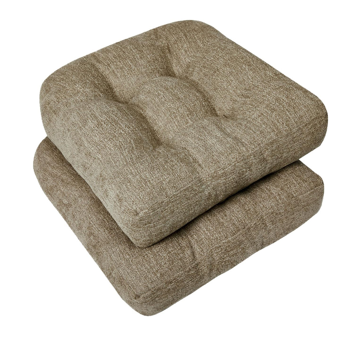 downluxe Chair Cushions for Dining Chairs 4 Pack, Tufted Indoor Chair Pads with Non-Slip Bottom, U-Shaped Kitchen Chair Cushions, 17"x17"x4", Khaki