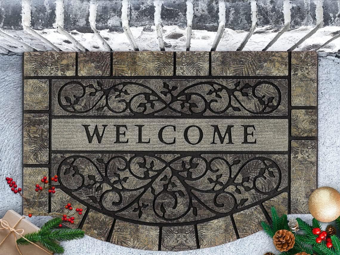 Thick Welcome Mats Outdoor, 24 * 36" Large Front Door Mat Entrance, Durable Welcome Mat for Front Door, Heavy Duty No Slip Rubber Outdoor Mats for Home Entrance