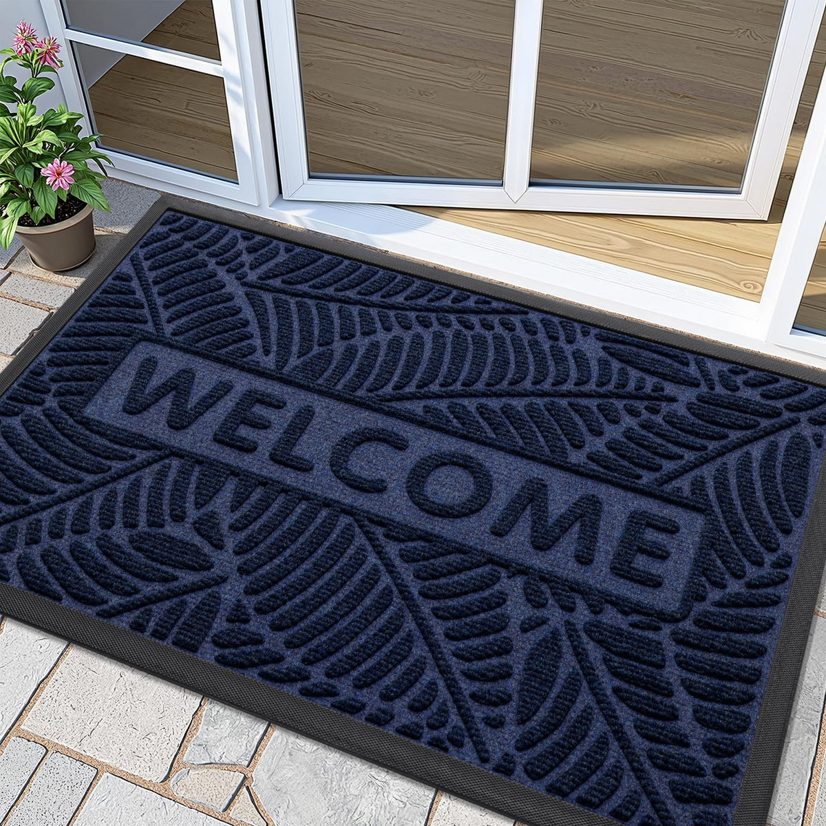 Smiry Welcome Front Door Mat for Outdoor Indoor 29.5x17, All-Season Doormat