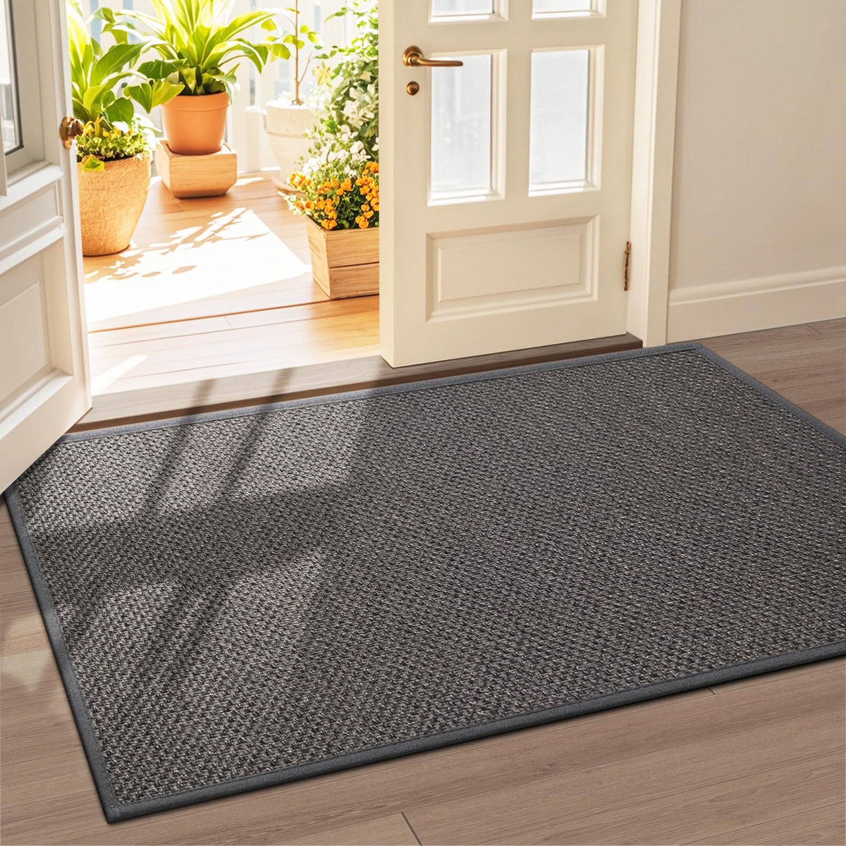 LEKEEPGO Door Mat 17"x29", Non Slip Washable Indoor Door Mat, Khaki