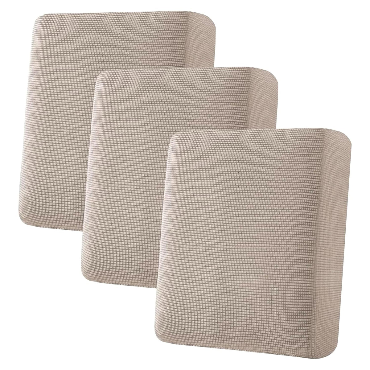 H.VERSAILTEX Super Stretch Individual Seat Cushion Covers Sofa Covers Couch Cushion Cover Slipcover Sets Thick Jacquard Textured Twill Fabric (3 Piece Sofa Cushion Covers, Grey)