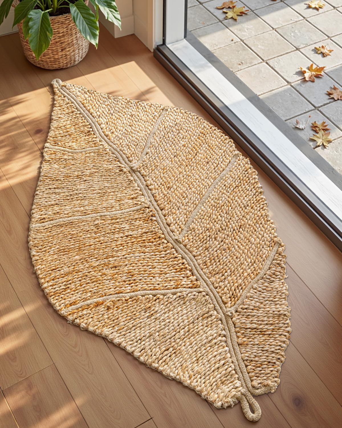 DEXI Jute Door Mat 24x36, Woven Mat for Covered Outside Entry, Light Taupe