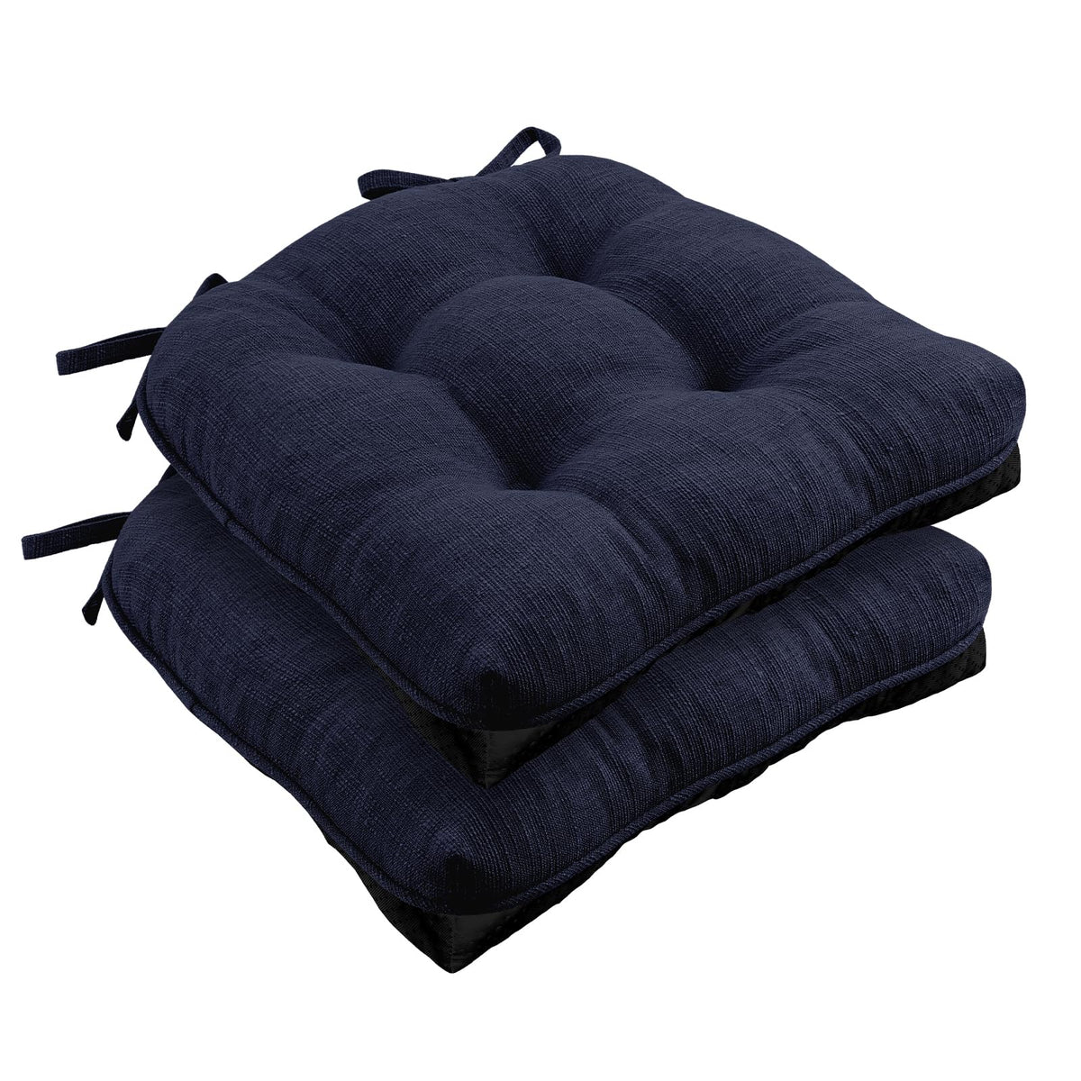 Wellsin Chair Cushions for Dining Chairs, Non-Slip Kitchen Chair Pads with Ties, Tufted Shredded Foam Kitchen Chair Cushions Set of 4, 15.5" X 15.5", Black