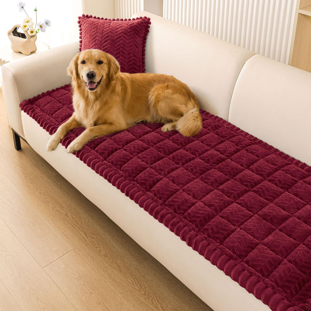 Smiry Couch Cover for Dogs, Non Slip Fuzzy Pet Sofa Covers Washable